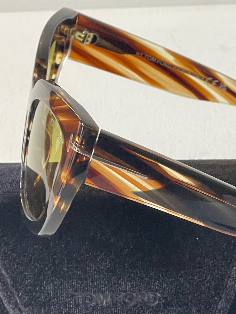 NIB TOM FORD ATHENA TF 1190 53E CAT EYE STRIPED TORTOISESHELL LUXURY SUNGLASSES - Picture 9 of 17